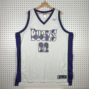 Milwaukee Bucks Michael Redd #22 Men 4XL Reebok White Checkered‎ Jersey Plaid